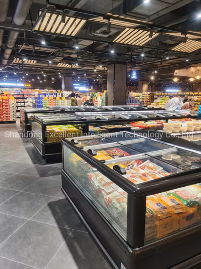 Sliding Glass Door European Style Deep Island Freezer Display Freezer Refrigeration Equipment