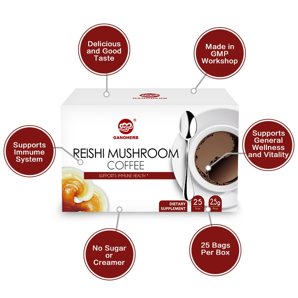 100% Organic Certificated Ganoderma Mushroom Instant Coffee Reishi Black Coffee